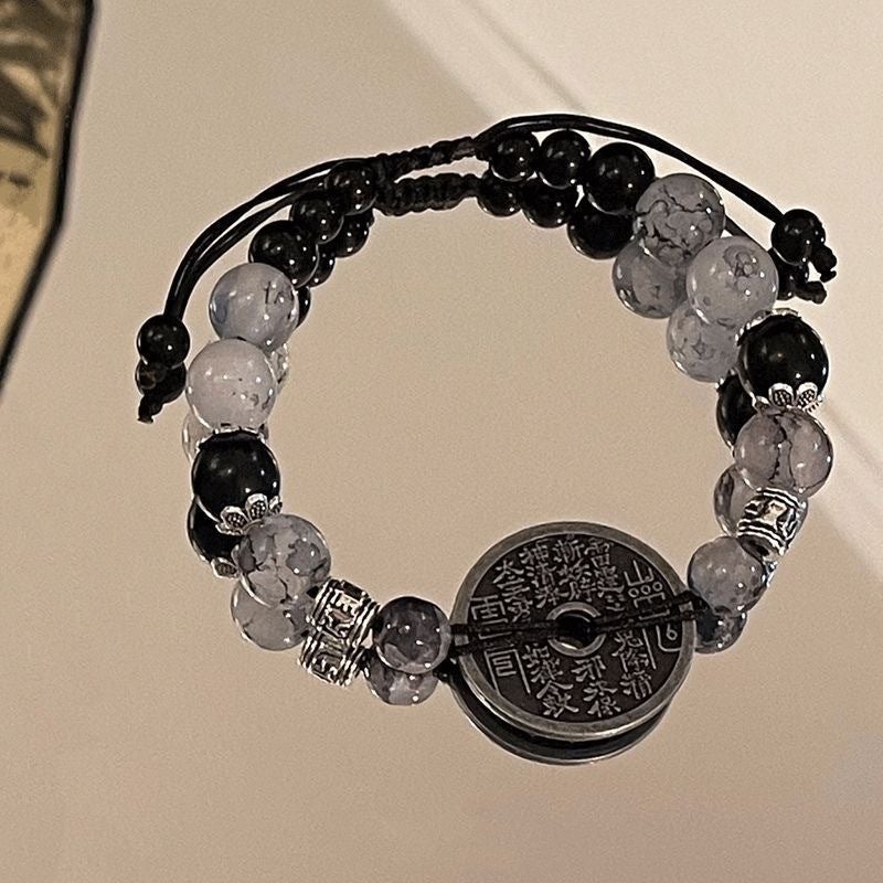 Moqing | New Chinese Ink Style Mountain Ghost Spending Bracelet Male Niche Retro Natural Stone Beaded Bracelet Couple - Image 2